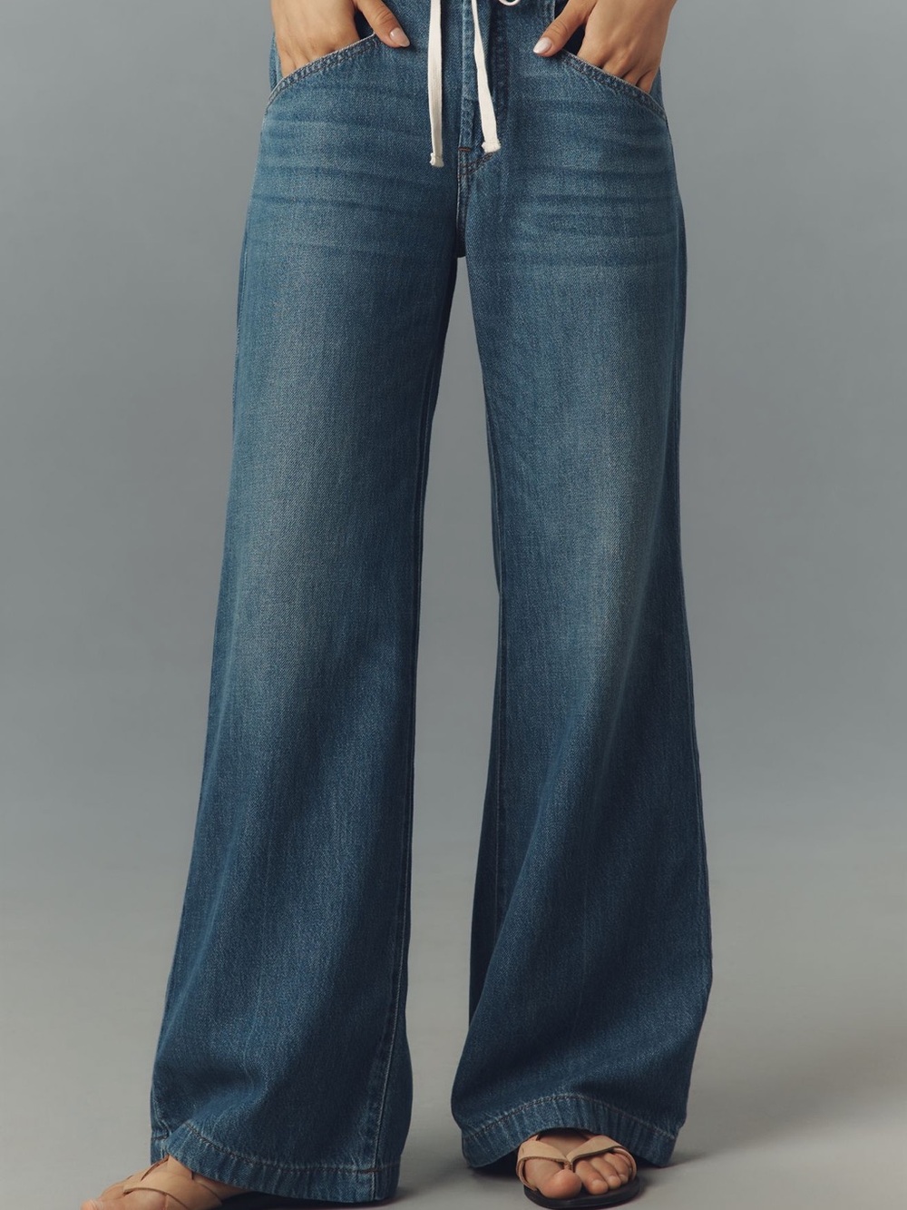 Pilcro Wide-Leg High-Rise Jeans in Medium Blue - Picture 2 of 11